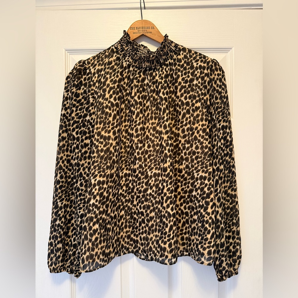J. Crew Leopard long-sleeve mockneck top size medium